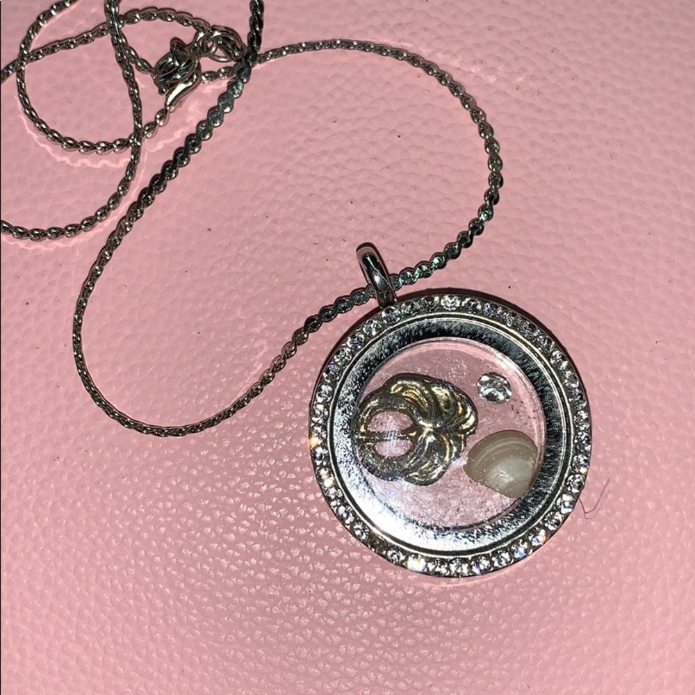 Magnetic Rhinestone Sterling Silver Circle Locket - Picture 5 of 8